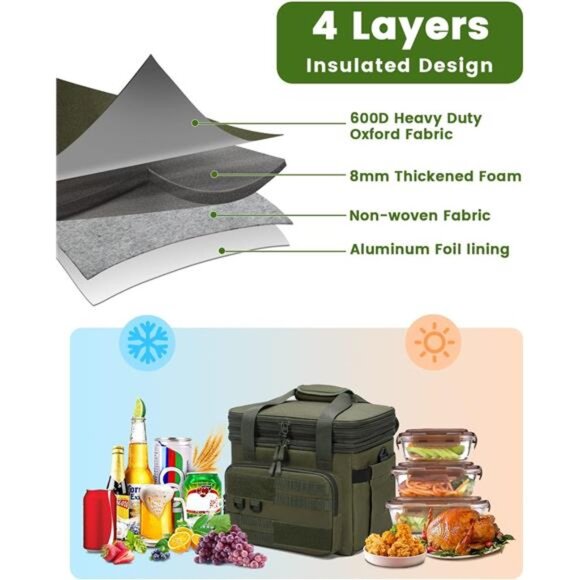Tactical Lunch Bag,20L Large Heavy Duty DoubleDeck Insulated Lunch Box Leakproof - Picture 5 of 8